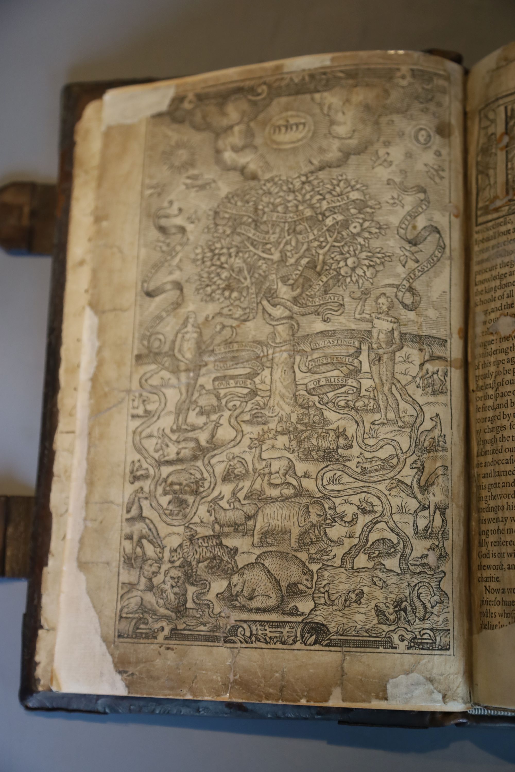 Bible in English (Bishops Bible], 2 works in 1 vol, qto, contemporary calf, rebacked, with brass bound corners and clasps, bound with